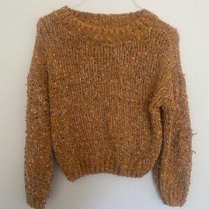 Harper Heritage Gold Chenille Knit Sweater with Multicolor Embellishments